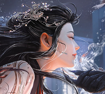 Possession (detail), hand, possession, xiaofan zhang, girl blue, art, fantasy, face HD wallpaper