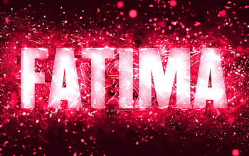 Happy Birtay Fatima, , pink neon lights, Fatima name, creative, Fatima Happy Birtay, Fatima Birtay, popular american female names, with Fatima name, Fatima HD wallpaper