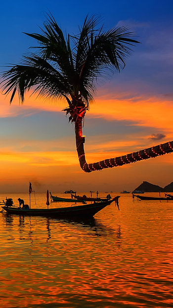 Beautiful sunset, Koh Tao beach, Windows 10 spotlight, Serene scenery HD phone wallpaper