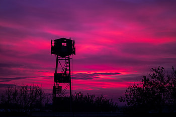 Watchtower, watchtower, graphy, colorful, sunset, landscape HD wallpaper