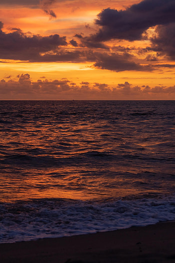 Nature, Water, Sunset, Sea, Twilight, Waves, Dusk HD phone wallpaper