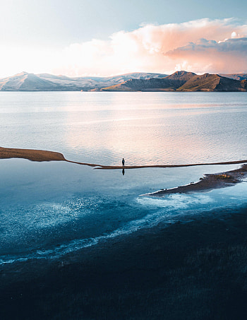 Sky, Mountains, Sea, Miscellanea, Miscellaneous, Loneliness, Lonely, Alone HD phone wallpaper