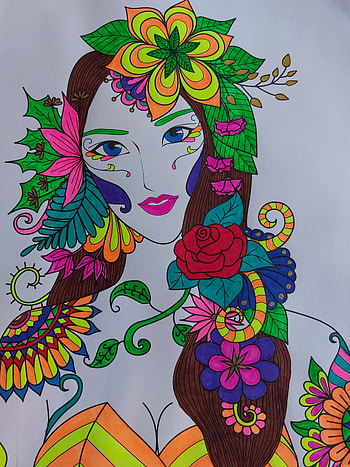 Girl with flowers, magenta, art HD phone wallpaper