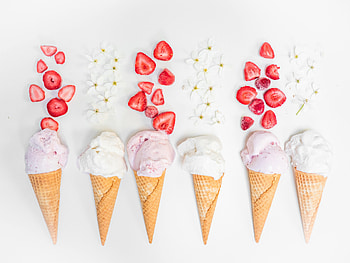 Flowers, Food, Strawberry, Ice Cream, Berries HD wallpaper