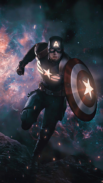 Captain America artwork, Ultimate resolution, Marvel's iconic hero, Artistic masterpiece HD phone wallpaper