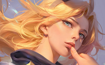 Lux, lol, blonde, fantasy, face, girl HD wallpaper