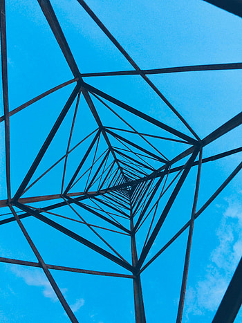 Sky, Miscellanea, Miscellaneous, Design, Construction, Metal, Metallic, Bottom View HD phone wallpaper