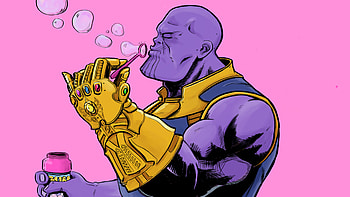 Thanos Blowing Bubbles, thanos, superheroes, bubbles, artist, supervillain, behance, funny HD wallpaper