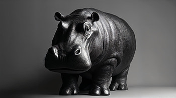 Stunning Ultra of a Majestic Hippo, Animal, hippo, sculpture, black, artistic HD wallpaper
