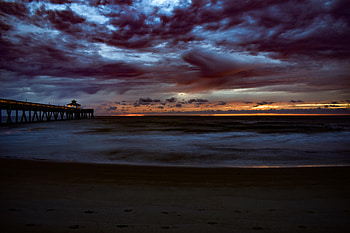 Nature, Sunset, Pier, Bridge, Evening HD wallpaper