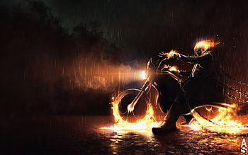 Ghost Rider, motorcycle, rider, ghost, flames HD wallpaper