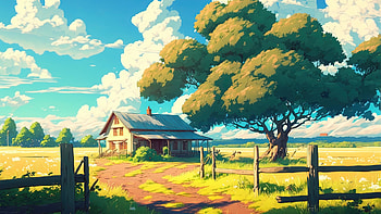 Anime Landscape: Vibrant Digital Art Serenity, anime landscape, landscape, Digital Art, AI Art, Anime HD wallpaper