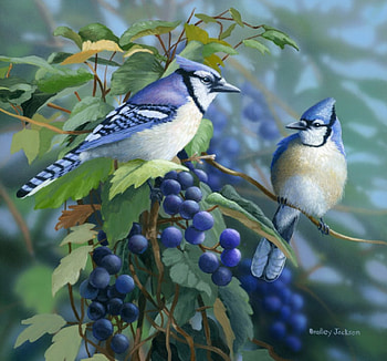 Painting, blue, birds, art HD wallpaper