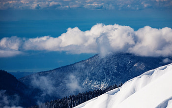 Nature, Sky, Mountains, Clouds, Forest, Height, Volumetric, Voluminous HD wallpaper