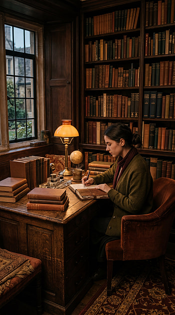 Lamp-lit Study — Dark Academia , library HD phone wallpaper