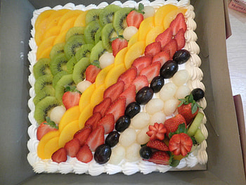 Fruit Cake, kiwi, grape, strawberry, mango HD wallpaper