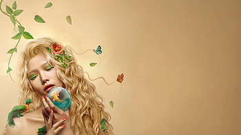 Fantasy girl, face, fish, bubble, girl, art, blonde, summer, fantasy, pesti, luminis, vara HD wallpaper
