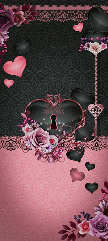 Luxury flowers Heart, love, organ, red, beautiful, pink, key, valentine day HD phone wallpaper