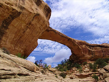 Natural Bridges, Utah, bridge, clouds, sky, rock HD wallpaper