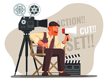 Director's role, Vectorized illustration, Filmmaking element, Artistic portrayal HD wallpaper