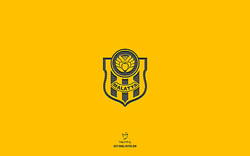 Yeni Malatyaspor, yellow background, Turkish football team, Yeni Malatyaspor emblem, Super Lig, Turkey, football, Yeni Malatyaspor logo HD wallpaper