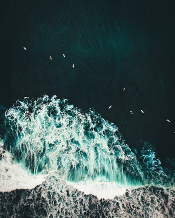 Aerial view, sea, sea waves HD phone wallpaper