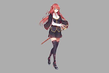 Warrior, anime girl, red head, original HD wallpaper