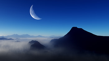 Blue Morning Moon Nature , moon, nature, deviantart HD wallpaper