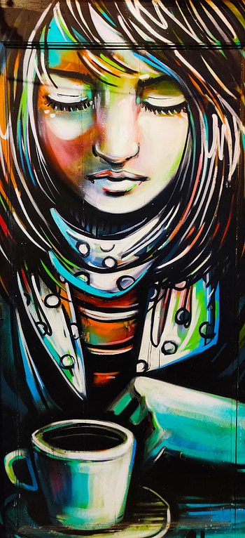 Graffiti, Art, Cup, Girl, Mug, Mural HD phone wallpaper