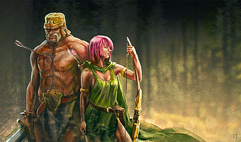 Clash Of Clans Artwork Archer And Barbarian, clash-of-clans, supercell, games, archer, barbarian HD wallpaper