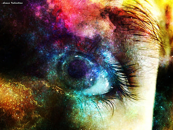 A Galaxy Storm, sparkly, space, eyes, galaxy HD wallpaper