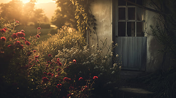 Garden Gateway: Enchanting Door Amidst Blooms, graphy, garden, door, house, flower HD wallpaper