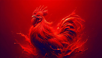 Fiery Red Chicken Art, chicken, rooster, red, artistic, Animal HD wallpaper