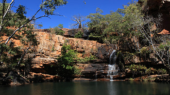 Galvans Gorge, Western Australia, trees, landscape, sky, rocks, water HD wallpaper