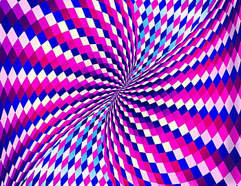 Squares of colour, blue, dizzy, squares, white, 3d, pinks, twisted HD wallpaper