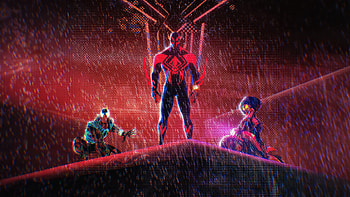 Spider Man 2099 And Scarlet Spiderman In Action , spiderman-2099, spiderman, superheroes, artwork, digital-art, artist HD wallpaper
