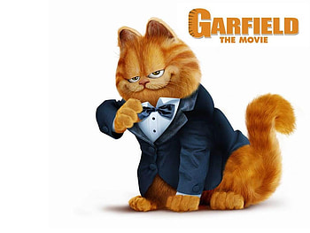 Garfield 2004, afis, white, pisici, movie, poster, cat, garfield, ginger, orange HD wallpaper
