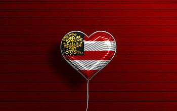 I Love s-Hertogenbosch, , realistic balloons, red wooden background, Day of s-Hertogenbosch, dutch cities, flag of s-Hertogenbosch, Netherlands, balloon with flag, s-Hertogenbosch flag, s-Hertogenbosch HD wallpaper