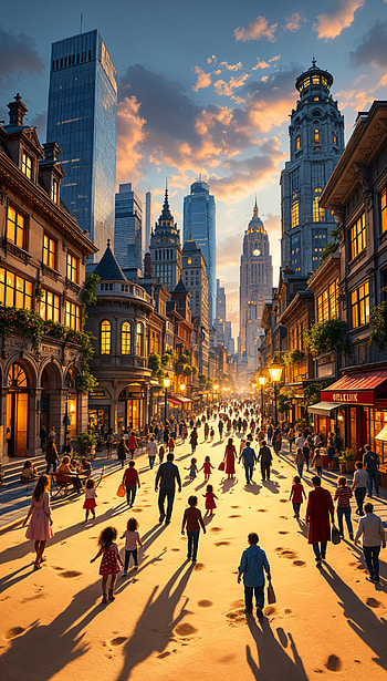 Downtown Serenity: A Captivating , cityscape, crowd, architecture HD phone wallpaper