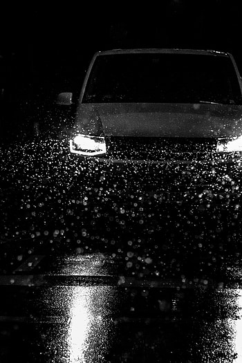 Rain, Drops, Cars, Lights, Car, Machine, Bw, Chb, Headlights HD phone wallpaper
