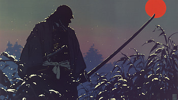 Retro Anime Samurai Silhouette -, retro anime, anime samurai, silhouette HD wallpaper