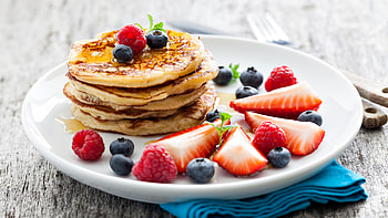 Raspberry pancakes, Fruit and honey, Page 3, Tasty indulgence HD wallpaper