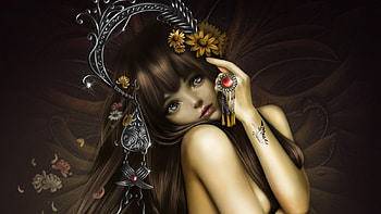 Butterfly Markings, tattoo, girl, flowers, butterfly HD wallpaper
