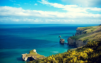 Coastal Cliff Island, island, nature HD wallpaper