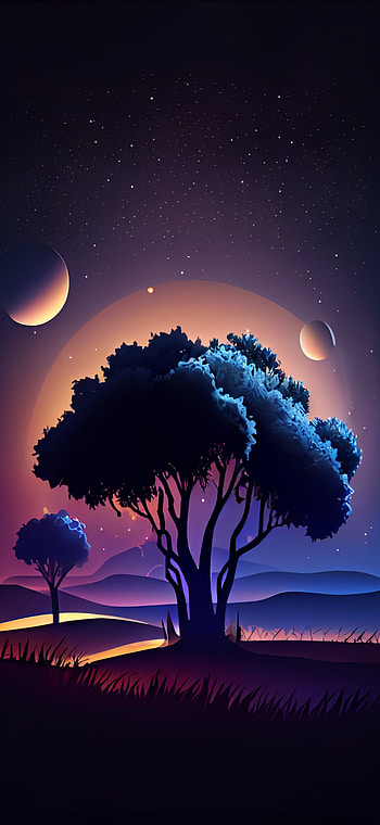 Starlit Sentinel — AI Art Tree, AI Art, artistic, tree HD phone wallpaper