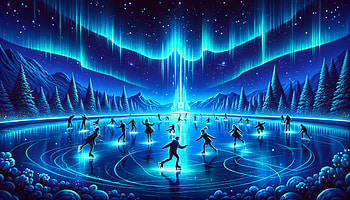 Enchanting Ice Skating Aurora Nights, ice skating, aurora borealis, winter, night scene, vibrant colors HD wallpaper