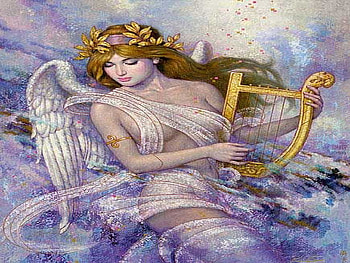 angel, music, lute, sing, heaven HD wallpaper