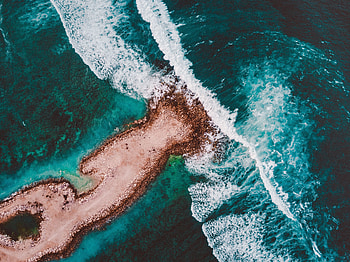 Beautiful, aerial view, sea waves, sea HD wallpaper