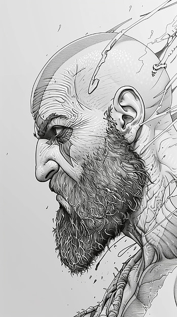 Kratos' Fury, God of War, Kratos (God Of War), Black & White HD phone wallpaper