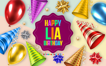 Happy Birtay Lia, , Birtay Balloon Background, Lia, creative art, Happy Lia birtay, silk bows, Lia Birtay, Birtay Party Background HD wallpaper